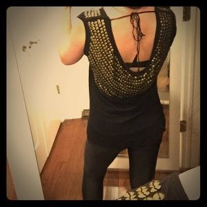 Intermix bronze beaded top sz L